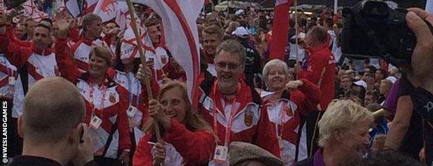 Jersey's team at the 2015 Island Games opening ceremony