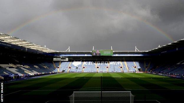 A rainbow above the King Power Stadium before Leicester's first home game since Vichai Srivaddhanaprabha's death