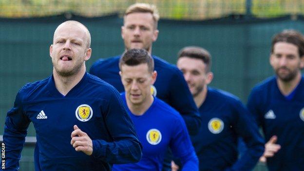 Steven Naismith training with Scotland last month