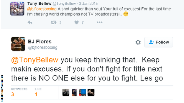 BJ Flores tweets calling out Bellew