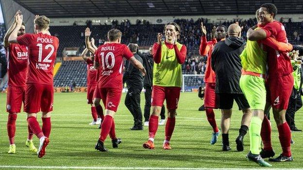 Connah's Quay Nomads celebrate after their win over Kilmarnock