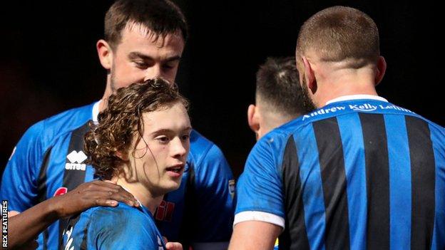 Rochdale celebrate a goal