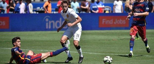 Adnan Januzaj in action against Barcelona