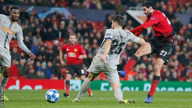 Marouane Fellaini in action against Aston Villa