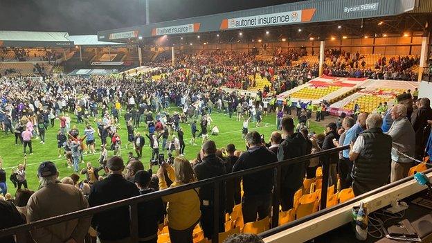 Some Vale fans moved towards the Swindon section after the final whistle