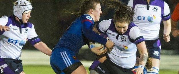 Scotland's Jade Konkel tackled by Soloch Milena of France