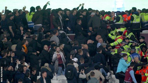 Fan violence at West Ham v Chelsea