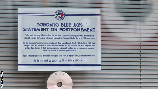 Toronto Blue Jays statement on postponement in a window