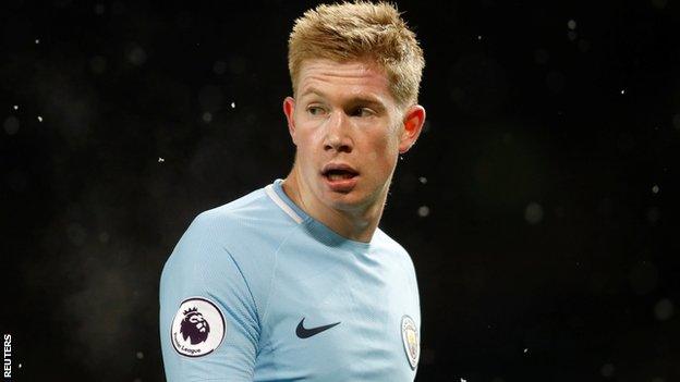 Kevin de Bruyne controlled the midfield in Man City's 2-1 win against Man Utd, having more touches than any other player in the match (102).