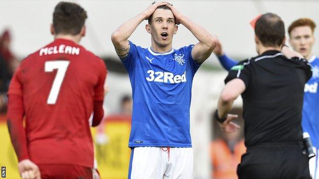 Ryan Jack is sent off by Willie Collum