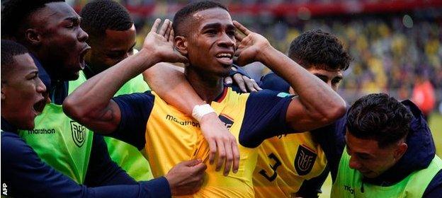 Ecuador's Felix Torres celebrates