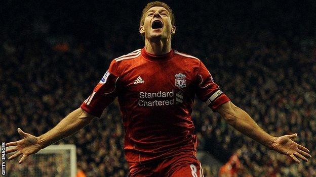 Steven Gerrard celebrates