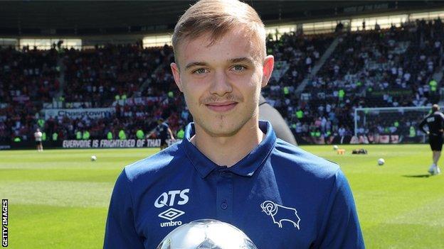 Luke Thomas was Derby County young player of the year for 2017-18