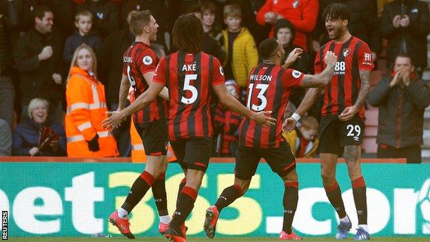 Philip Billing scores Bournemouth's first goal against Aston Villa