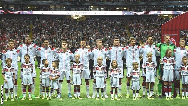 Germany line up against Poland