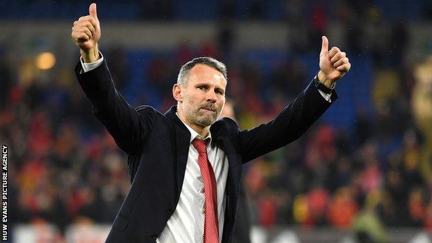 Ryan Giggs celebrates after victory over Hungary in November 2019 booked Wales' place at the third major finals in their history