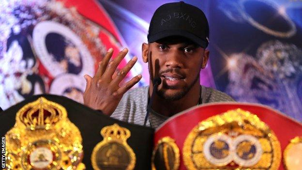 Anthony Joshua holds the IBF, WBA and WBO belts at heavyweight