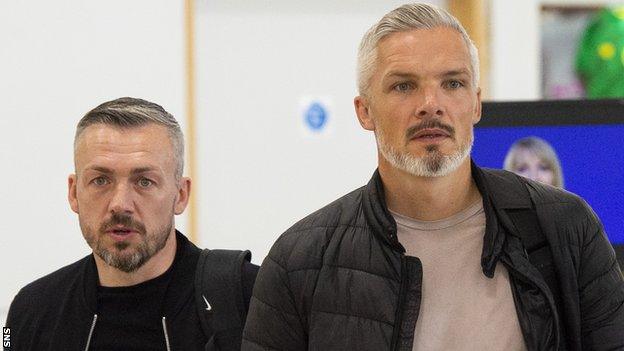 Jim Goodwin, right, and assistant Lee Sharp joined up with St Mirren in Spain