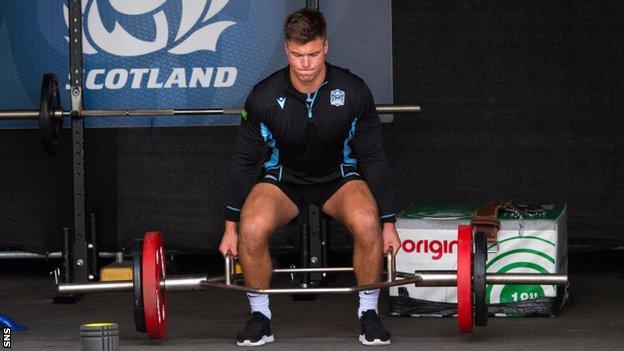 Glasgow Warriors' Huw Jones in training