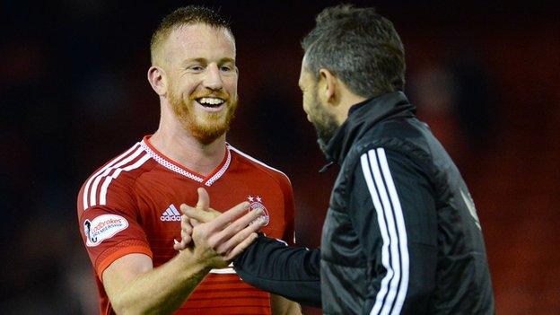 Adam Rooney (left) and Derek McInnes