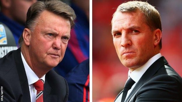 Manchester United manager Louis van Gaal and Liverpool boss Brendan Rodgers