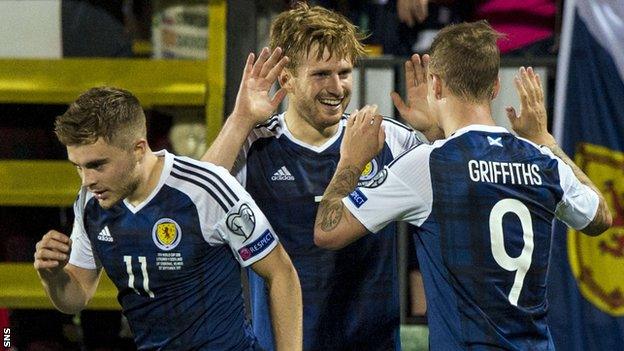 James Forrest, Stuart Armstrong and Leigh Griffiths