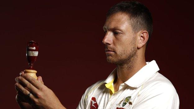 Australia bowler James Pattison with the Ashes urn