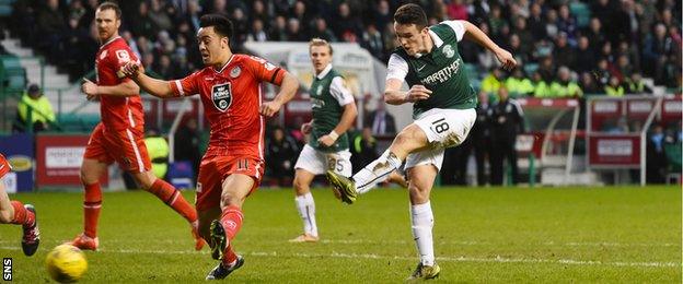 John McGinn scores for Hibernian against St Mirren