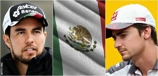 Sergio Perez, Mexico flag & Esteban Gutierrez