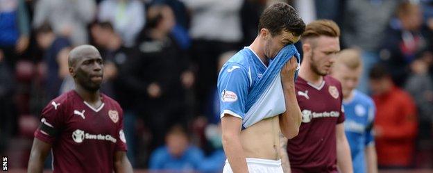 St Johnstone's Joe Shaughnessy shows his disappointment