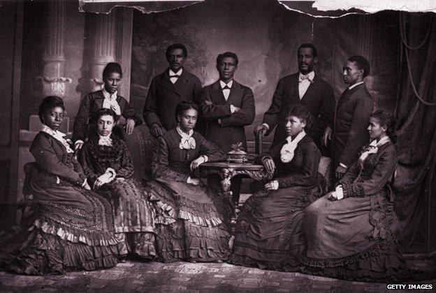 The Jubilee Singers of Fisk University on a visit to England where they where invited to give a concert before Queen Victoria