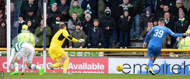 Miles Storey scores for Inverness Caledonian Thistle against Celtic