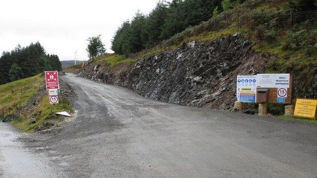 Access to construction site for Afton wind farm