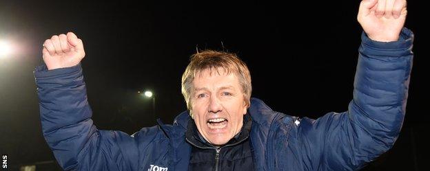 East Kilbride manager Billy Ogilvie celebrates