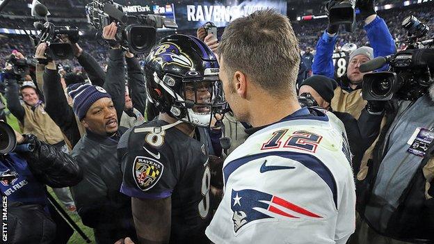 Lamar Jackson and Tom Brady