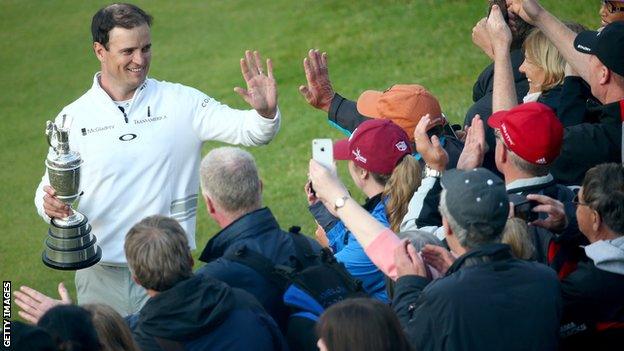 Zach Johnson celebrates winning The Open in 2015