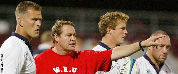 Gareth Llewellyn, Steve Hansen, Dafydd Jones and Robin McBryde at the 2003 World Cup in Australia