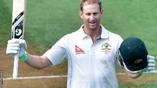 Adam Voges celebrates scoring a double century