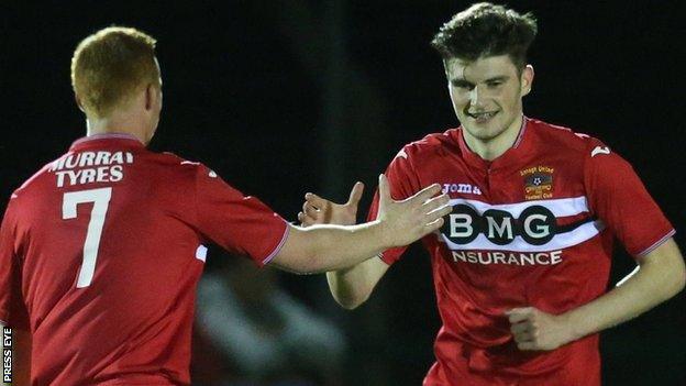 Jordan Campbell scored Annagh United's second goal against Glentoran