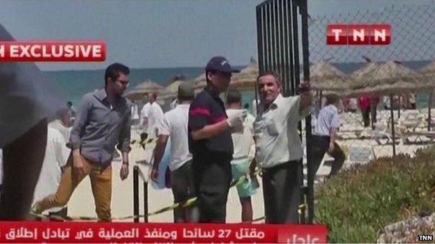 Tunisian TV images of the aftermath of the attack