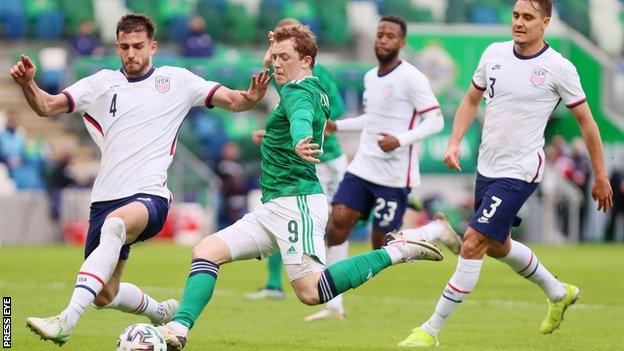 Linfield striker Shayne Lavery started for the first time for Northern Ireland's senior team