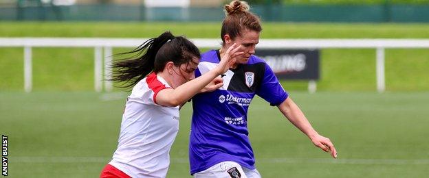 Glasgow City midfielder Jo Love (right)