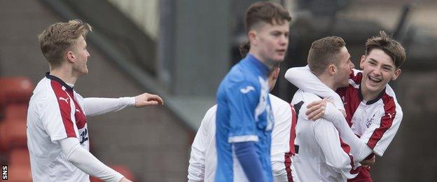 Billy Gilmour (right) celebrates scoring for Rangers Under-20s