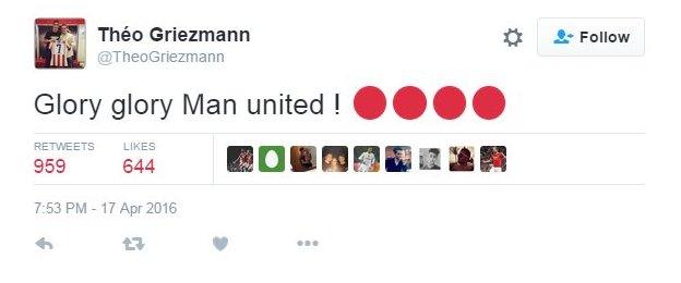Manchester United fans excited by Griezmann tweet