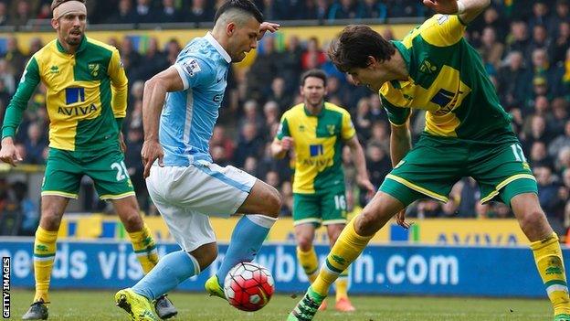 Norwich centre-back Timm Klose (right) made his team's most interceptions (5) and blocks (4) in the game