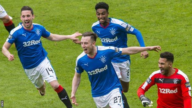 Rangers players celebrating