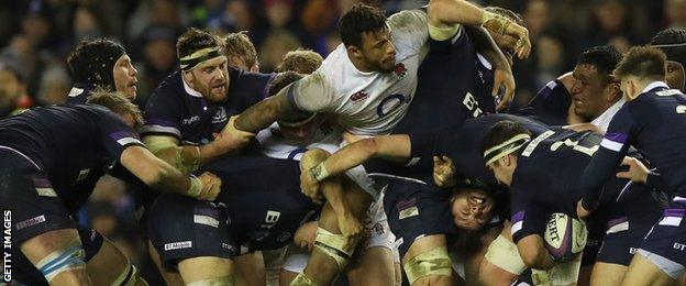 Courtney Lawes in action for England against Scotland