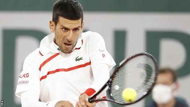 Novak Djokovic returns in French Open first-round match against Mikael Ymer