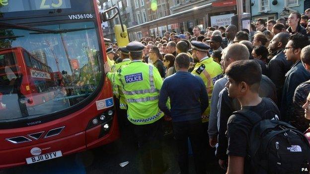 Crowds at Stratford station on 9 July