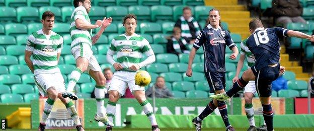 Stewart Murdoch thunders in the equaliser for Ross County against Celtic